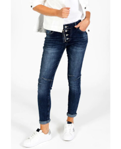 Classic Button Jean - Dark Denim