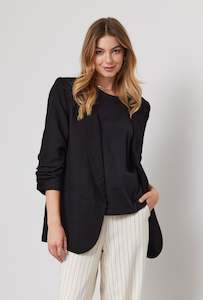 Bodhi Linen Blend Blazer - Black