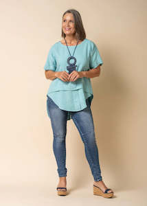 Womenswear: Talulla Linen Top - Aqua Mist