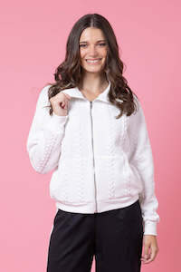 Jackey Zip-Up Sweater - White