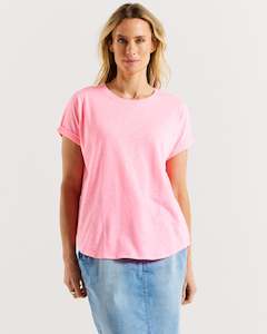 Womenswear: Hailey Short Sleeve Tee - Bright Pink