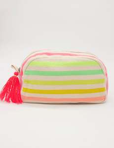 Cosmetic Bag - Coloured Stripes w/ Tassle