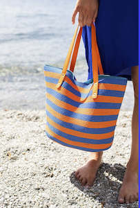 Womenswear: Summer Stripe Bag - Blue & OJ