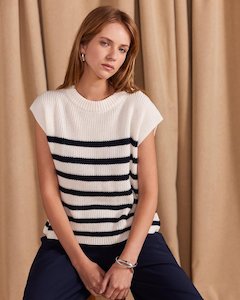 Womenswear: Sundown Stripe Knit - Cream/Navy