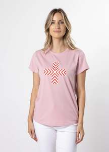 T-Shirt Red Chevron Cross - Blush