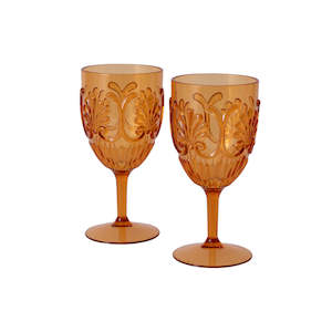 Picnic Retro Floral Set Of 2 Outdoor Wine Glasses