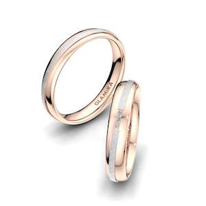 0.018 Carat 18k White / Rose Gold Zirconia Wedding Ring Romantic Line 4 mm GLAMIRA NZ