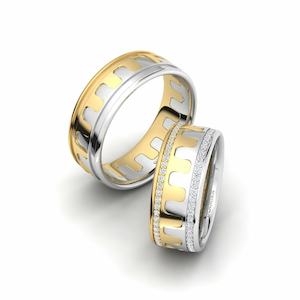 0.55 Carat 14k Yellow / White Gold Zirconia Wedding Ring Glamorous Way 8 mm GLAMIRA NZ