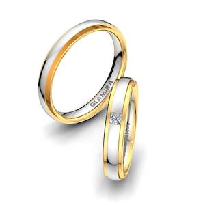 0.05 Carat 9k Yellow / White Gold Zirconia Wedding Ring White Innocence 4 mm GLAMIRA NZ