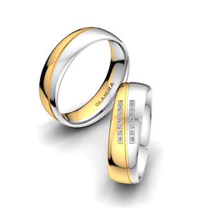 0.084 Carat 9k Yellow / White Gold Zirconia Wedding Ring Amazing Flow 6 mm GLAMIRA NZ