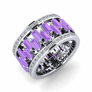 3.3 Carat Baguette cut 14k White Gold Amethyst GLAMIRA Ring Noelia GLAMIRA NZ