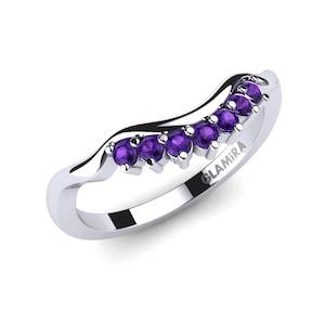 0.14 Carat Round cut White Silver Amethyst GLAMIRA Bridal Set Crinkly Ring B GLAMIRA NZ