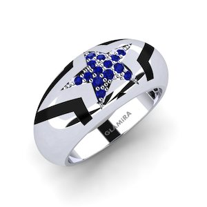 Jewellery: 0.128 Carat Round cut 9k White Gold Sapphire GLAMIRA Pinky Ring Leocadia GLAMIRA NZ