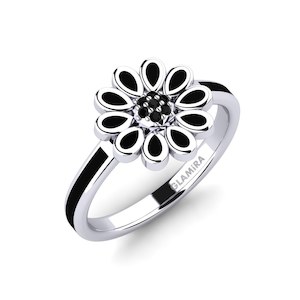 0.042 Carat Round cut 14k White Gold Black Diamond GLAMIRA Ring Larry GLAMIRA NZ