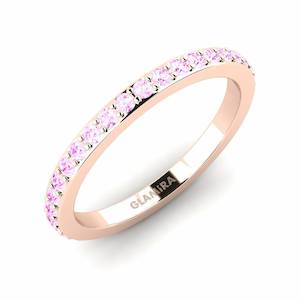 0.666 Carat Round cut 14k Rose Gold Pink Sapphire GLAMIRA Stackable Ring Siennas…