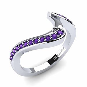 0.191 Carat Round cut 14k White Gold Amethyst GLAMIRA Bridal Set Sinuous Ring B GLAMIRA NZ