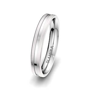 White Silver Men's Wedding Ring Pure Love 4 mm GLAMIRA NZ