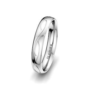 White Silver Men's Wedding Ring Wavy Beauty 4 mm GLAMIRA NZ