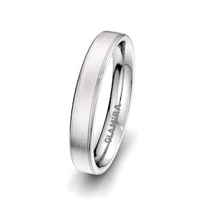 White Silver Men's Wedding Ring Elegant Reflection 4 mm GLAMIRA NZ