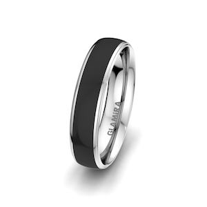 White Silver Men's Wedding Ring Mystic Unity 5 mm GLAMIRA NZ