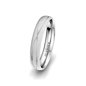 White Silver Men's Wedding Ring Romantic Shape 4 mm GLAMIRA NZ