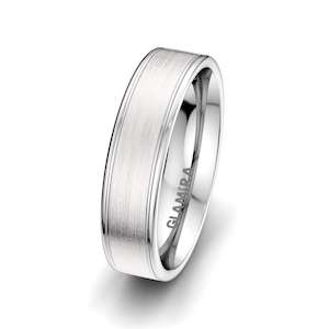 White Silver Men's Wedding Ring Elegant Reflection 6 mm GLAMIRA NZ