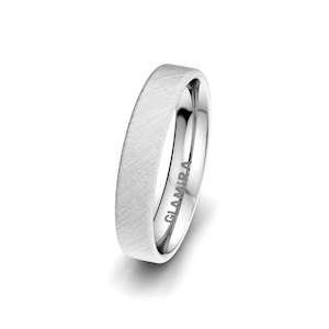 White Silver Men's Wedding Ring Classic Step 4mm GLAMIRA NZ