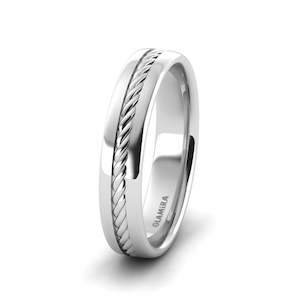 White Silver Men's Wedding Ring Cute Step 5.0 mm GLAMIRA NZ