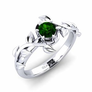 0.35 Carat Round cut 14k White Gold Green Tourmaline Engagement Ring Bagu GLAMIRA NZ