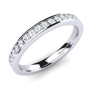 Jewellery: 0.585 Carat Round cut 14k White Gold Lab Grown Diamond GLAMIRA Bridal Set Glowing Beauty-RING B GLAMIRA NZ