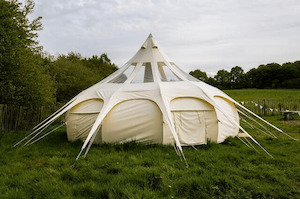 Canvas Bell Tent – Lotus Flower Shaped Glamping Tent – Natural