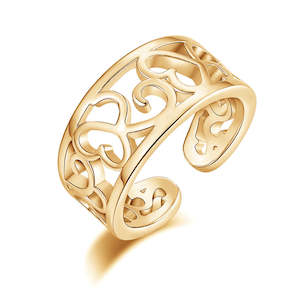 Hollow Hearts Pattern Band Toe Ring - Gold