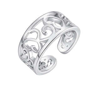 Hollow Hearts Pattern Band Toe Ring - Silver