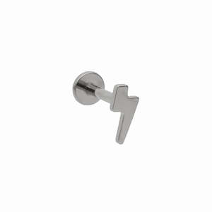 Lightning Bolt Top Titanium Flat Back Stud Earrings