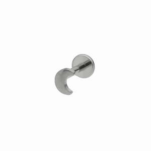 Crescent Moon Top Titanium Flat Back Stud Earrings