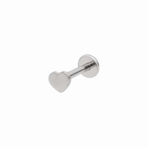 Heart Top Titanium Flat Back Stud Earrings