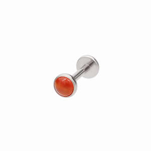 Red Onyx Top Titanium Flat Back Stud Earrings