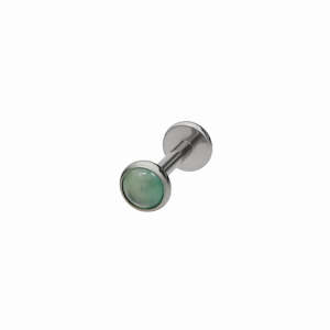 Green Onyx Top Titanium Flat Back Stud Earrings