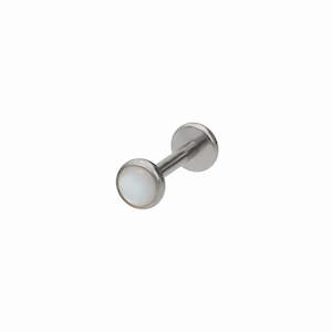 Jewellery: White Shell Top Titanium Flat Back Stud Earrings