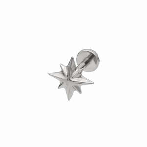 Starburst Top Titanium Flat Back Stud Earrings