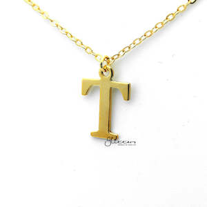 Personalized 24K Gold Plated over Sterling Silver Alphabet Necklace-Font 13