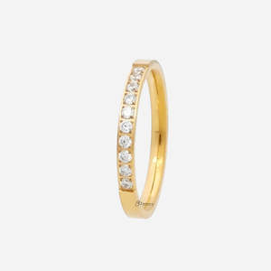 Stainless Steel 10 CZs Inlay Band Ring - Gold