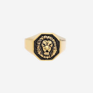 Stainless Steel Lion Ring - Gold