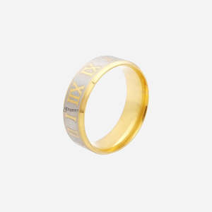 Stainless Steel Roman Numeral Rings - Gold