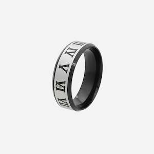 Stainless Steel Roman Numeral Rings - Black