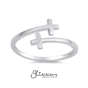 Sterling Silver Sideway Cross Women's Rings