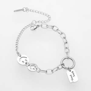 Jewellery: Stainless Steel Smiley Face Bracelet