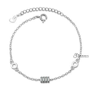 Sterling Silver C.Z Paved Cylindrical Women's Bracelet