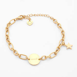 Stainless Steel Women's Bracelet with Charms - Gold