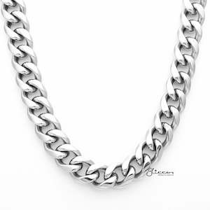 Stainless Steel Miami Cuban Curb Chain Men's Necklaces - 12mm width | 61cm length